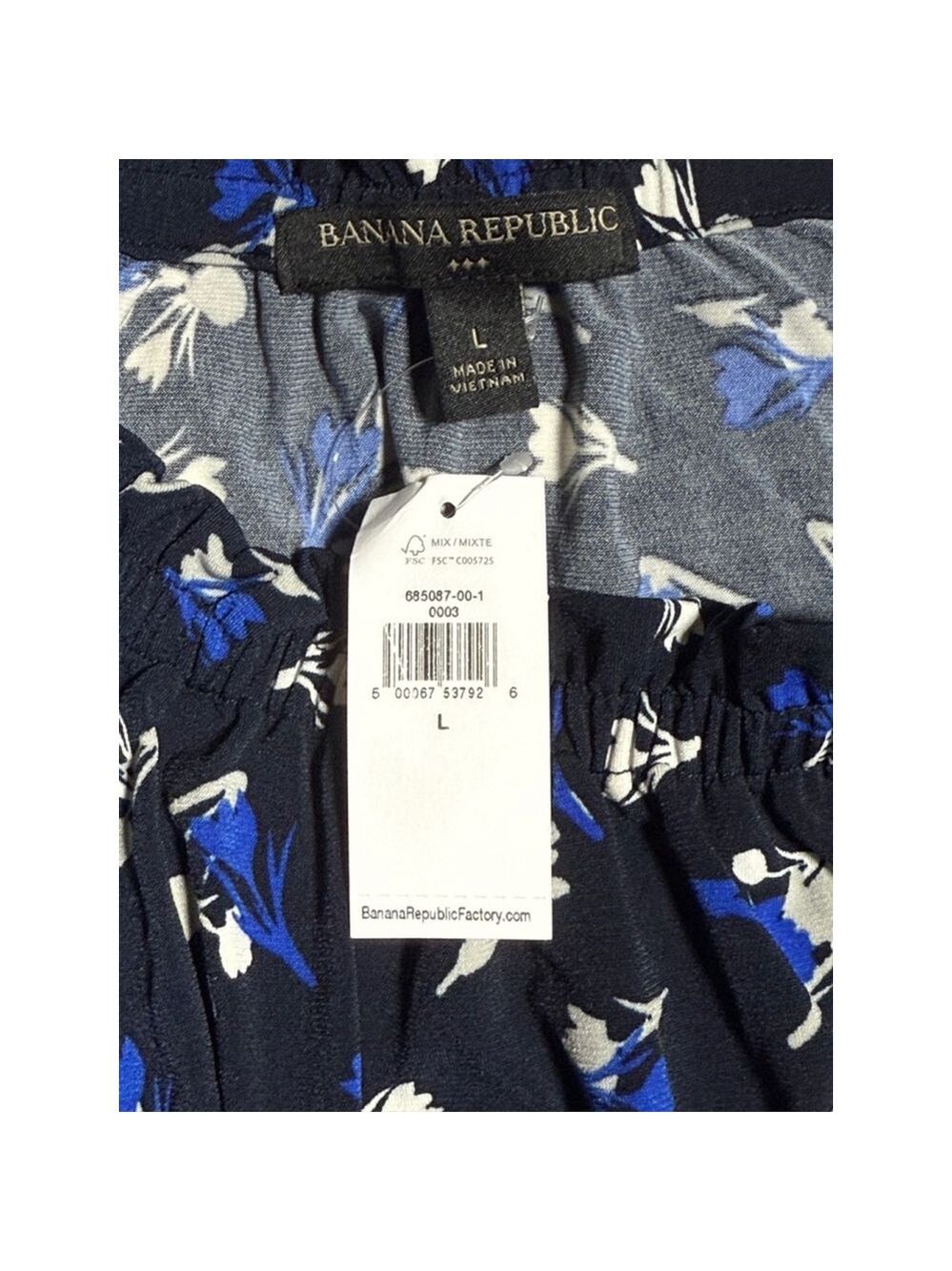 Women's Banana Republic Tank Top Size L Blue Floral - Picture 4 of 4
